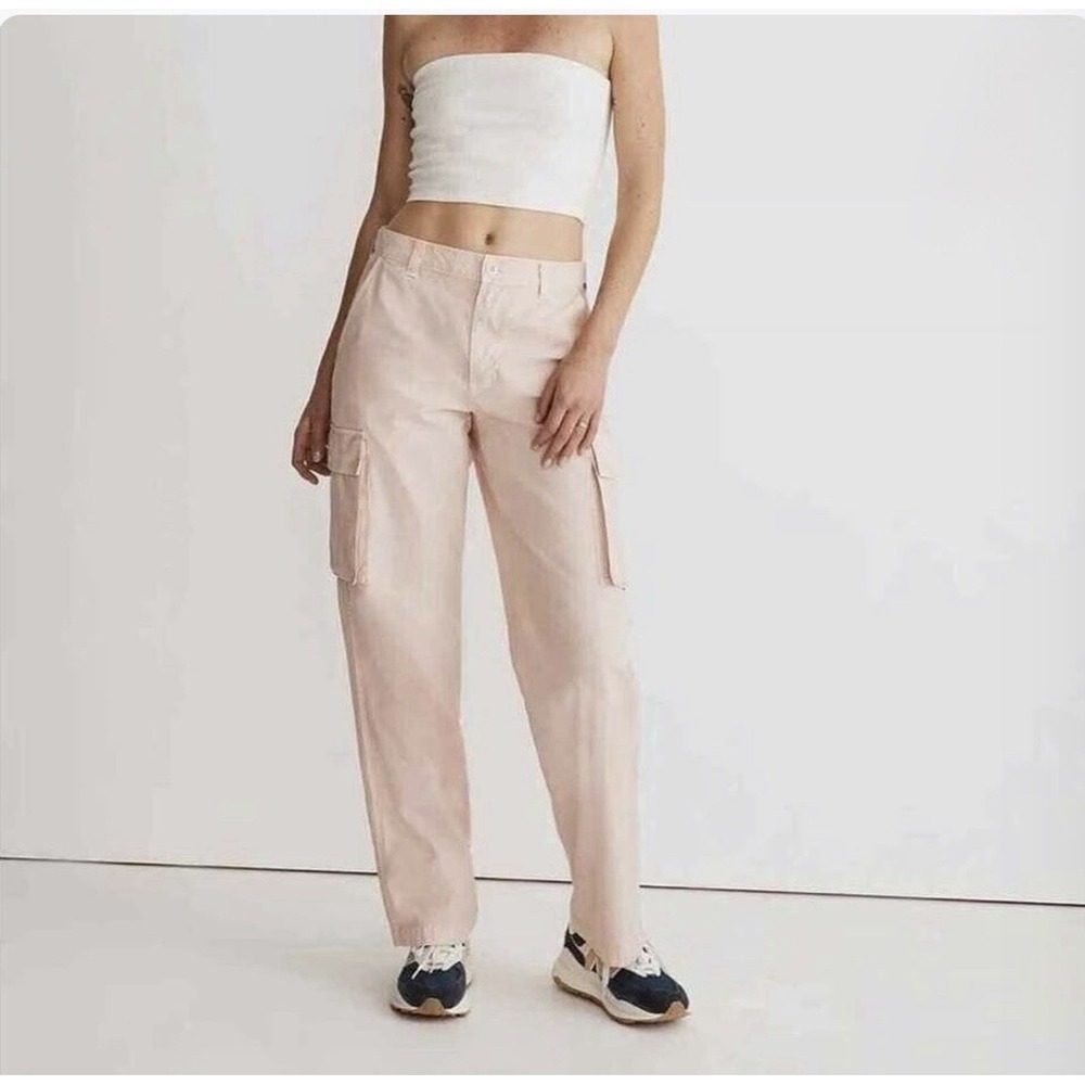 Madewell Pants Women's 27 Garment Dyed Low-Slung Straight Cargo Petal Pink